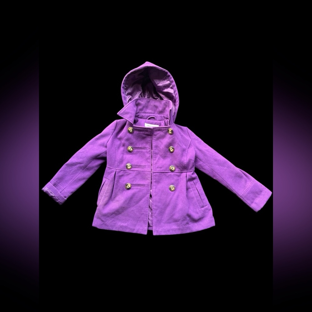 ✨London Fog Purple pea coat with hood, button front✨